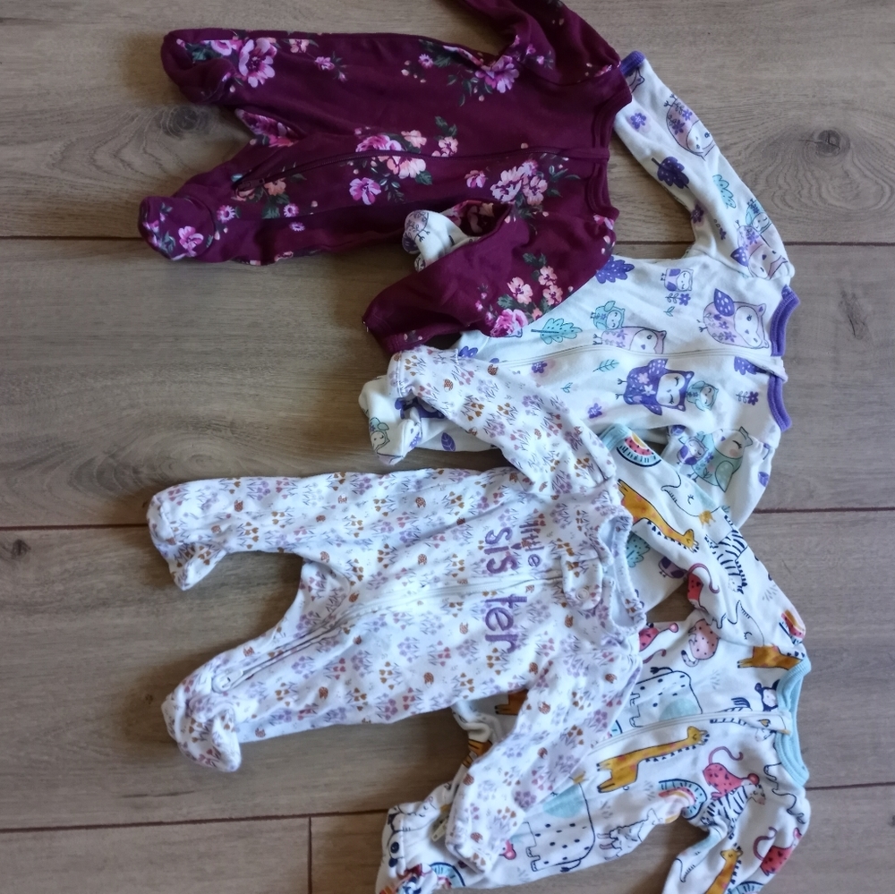 Bundle of 4 Preemie Girl Sleepers